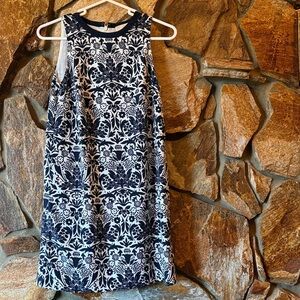 LOFT Black and Cream Patterned Top